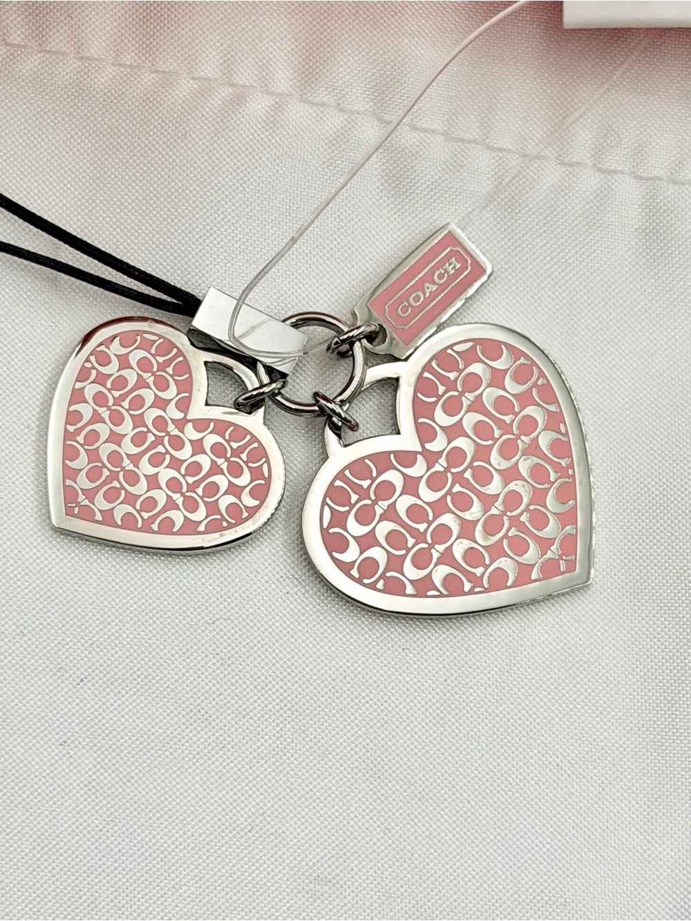 NWT VINTAGE COACH Double Heart Signature Charm & Box 2000-2005 Model - Picture 6 of 6